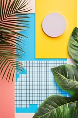 Wall Mural - Summer Tropical Leaves Minimalist Abstract Background