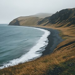 Poster - Black Sand Beach and Cliffs in Iceland