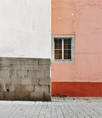 Wall Mural - Orange and White Brick Wall with Window