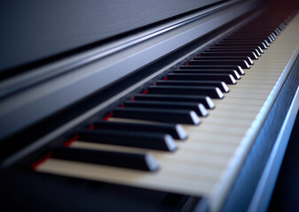 close-up of a piano keyboard fragment