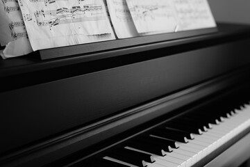 close-up of a piano keyboard fragment