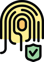 Poster - Fingerprint scan being approved with a green check mark inside of a shield, representing secure access