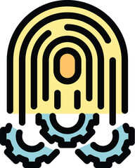 Poster - Fingerprint scan activating a system represented by rotating gears, for biometric security and identification concepts