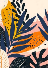 Sticker - Tropical Leaf Abstract Art Background