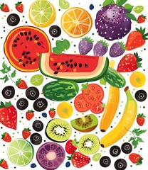 Poster - Colorful Fruit Pattern Background Illustration