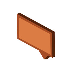 Poster - Rectangular frame isometric 3d icon isolated on a white background. Isometric 3d bubble chat with brown color. Bubble speech isometric icon
