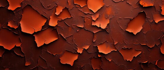 Poster - Peeling paint pattern, warm tones on a textured surface, abstract art design.
