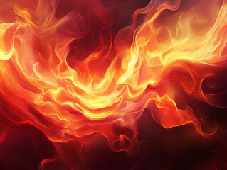 Fluid abstract fire illustration with flowing and dancing flames, creating vibrant and dynamic visual experience that evokes warmth and energy