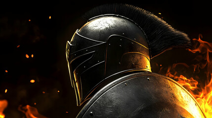 Wall Mural - illustration of spartan king in armor and helmet