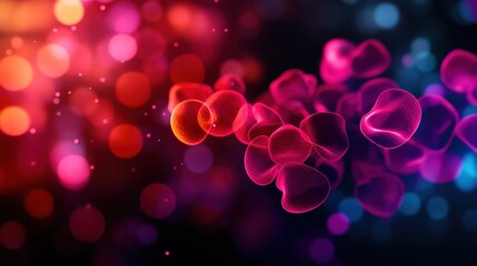 Poster - Vibrant abstract background with glowing bubbles and lights, creating a dreamy atmosphere suitable for various creative projects.