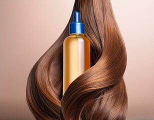 Wall Mural - Nourish hair, Cosmetic shampoo serum bottle. Hair damaged Repair concept