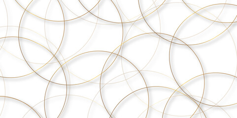 Aufkleber - Abstract background golden circle stock line with shadows. abstract artistic geometric background Gold circles abstract seamless vector pattern. Minimal style white website banner, decoration Vector.	