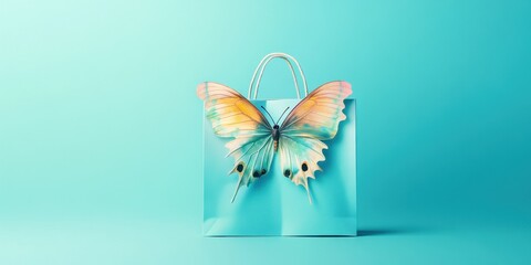 Poster - Colorful Shopping Bag with Abstract Butterfly Design