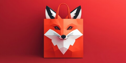 Poster - Stylish Shopping Bag Featuring Fox Face Design