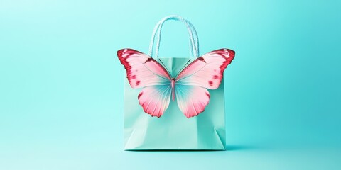 Poster - Abstract Shopping Bag with Butterfly Design