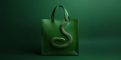 Poster - Minimalist Green Bag with Snake Design