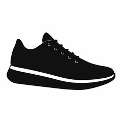 black silhouette of a sneaker viewed from the side vector illustration 