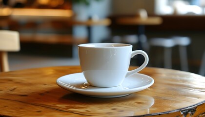 Stylish White Mug Mockups on a Cafe Table with Coffee Atmosphere