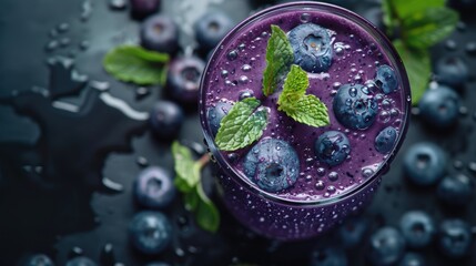 Summer drink with blueberry fruit