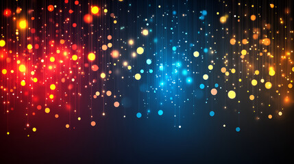 Aufkleber - Colorful bokeh lights creating a vibrant abstract background with red, blue, and yellow tones for various artistic uses