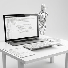 Computer and program code development coding website programming project data white background