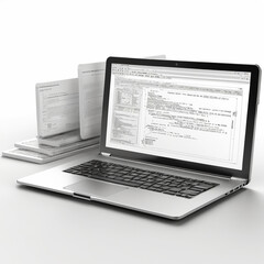 Computer and program code development coding website programming project data white background