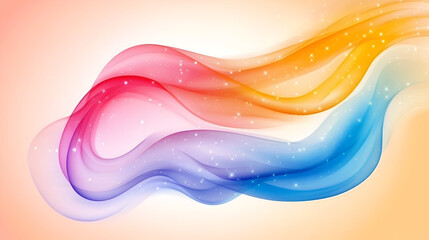 Poster - Colorful flowing waves blend softly on a light background, creating an artistic and dynamic effect