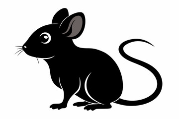 Sticker - Mouse Black Silhouette on White Background - Minimalist Animal Vector Design.