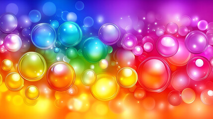 Aufkleber - Vibrant colorful bubble patterns create a stunning abstract display with a gradient rainbow background