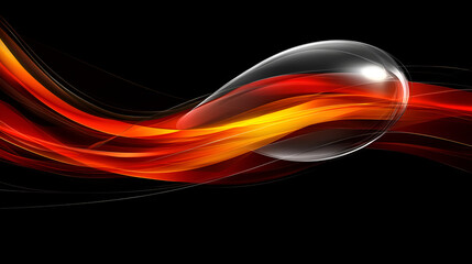 Poster - Abstract rendering of flowing red and orange waves with a central glass-like droplet