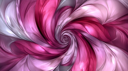 Aufkleber - Swirling patterns of pink and silver hues create a mesmerizing abstract design reminiscent of floral motifs in modern art