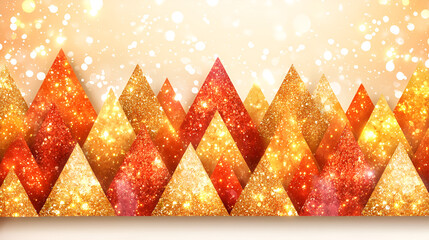 Aufkleber - Colorful geometric design featuring vibrant triangular shapes with shimmering golden accents, perfect for festive decorations and backgrounds