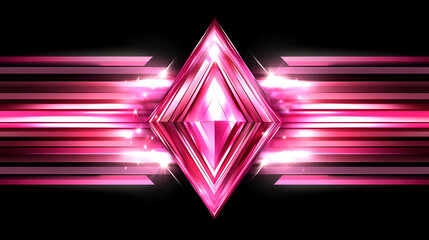 Aufkleber - A vibrant pink geometric design with light beams radiating in an abstract formation against a black background