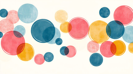Poster - Colorful circles create a vibrant and playful abstract pattern on a light background, ideal for artistic or design projects