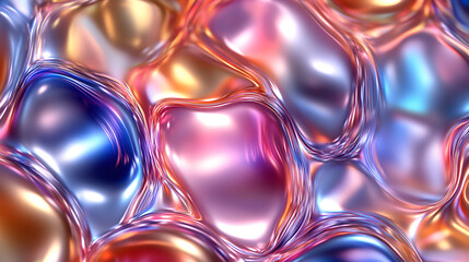 Poster - Colorful abstract shapes in flowing forms create a mesmerizing pattern resembling fluid reflections and light dispersion
