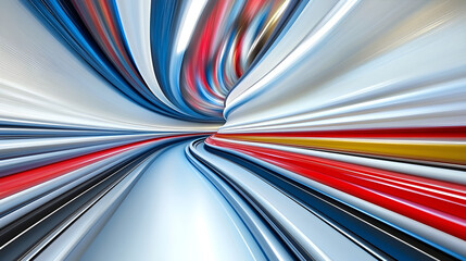 Aufkleber - Vibrant abstract motion swirl with contrasting colors and dynamic lines in a futuristic digital landscape