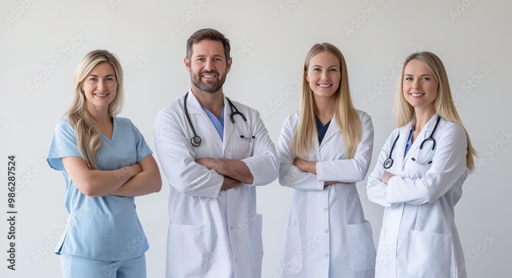 Confident group of diverse healthcare professionals standing together ...