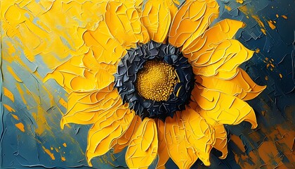 Wall Mural - Textured abstract sunflower in vibrant yellow with a crumpled, artistic appearance