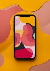 Poster - Abstract Colorful Phone Wallpaper on Yellow and Pink Background