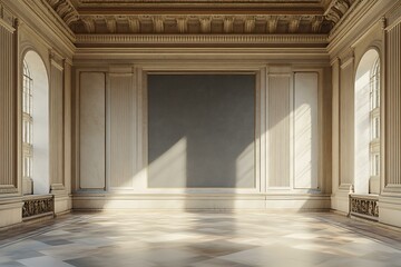 Empty Classic Room With Sunlight and Large Wall