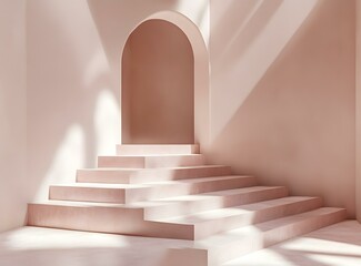 Minimalist Pink Archway with Stairs