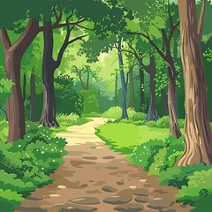 Poster - Green Forest Pathway Illustration