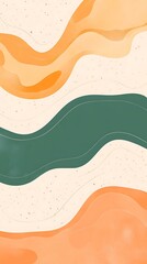 Sticker - Abstract Art Background with Orange and Green Wavy Shapes