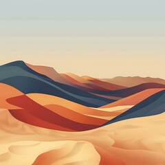 Sticker - Abstract Minimalist Mountain Landscape Illustration