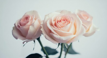 Soft pink roses arranged elegantly with delicate petals on a subtle background