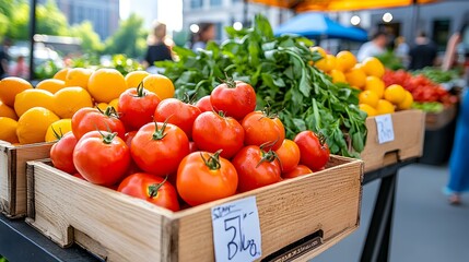 Vibrant Market Bounty, a colorful array of fresh fruits and vegetables, showcasing nature's abundance and inviting culinary creativity.