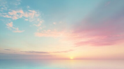 Wall Mural - peaceful dawn sky with light blue and soft pink hues above the horizon