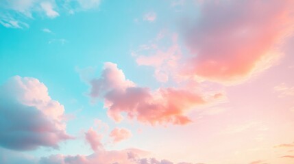 Wall Mural - peaceful dawn sky with light blue and soft pink hues above the horizon