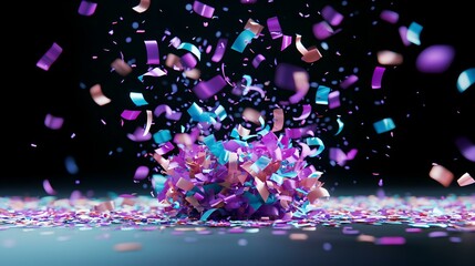 Wall Mural - Celebration of Colorful Confetti, a vibrant explosion of confetti fills the air, creating a lively and festive atmosphere at an event.