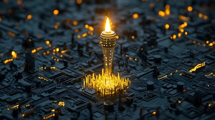 Poster - glowing torch of innovation, a vibrant representation of pytorch ai technology, illuminating the pat